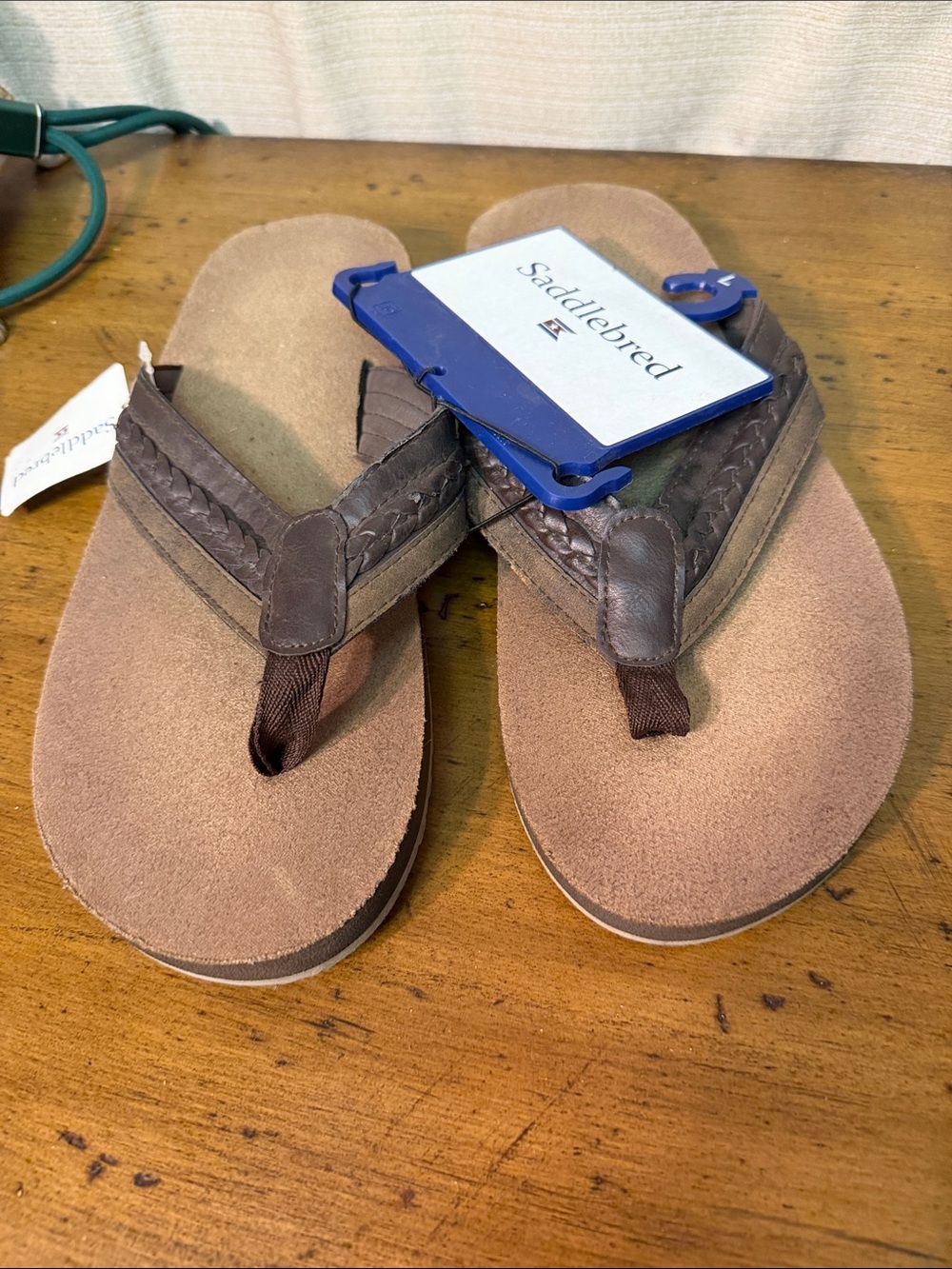 Saddlebred Brown Braided Thong Flip Flops